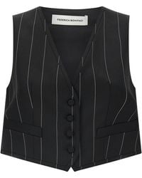Federica Bonifaci - Pinstriped Crop Vest - Lyst