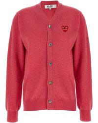 COMME DES GARÇONS PLAY - 'double Red Emblem' Cardigan - Lyst