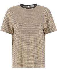Brunello Cucinelli - 'shiny Collar Detail' T-shirt - Lyst