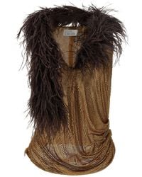 GIUSEPPE DI MORABITO - Mesh And Feather Top - Lyst