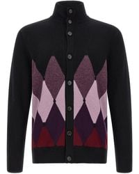 Ballantyne - 'classic Diamond' Diamond Intarsia Cardigan - Lyst