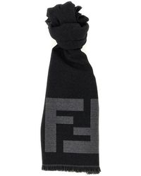 Fendi - Ff Macro Scarf Sciarpe Nero-Uomo - Lyst