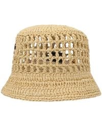 Prada - Raffia bucket hat - Lyst