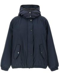 Brunello Cucinelli - Knitted Hooded Down Jacket - Lyst