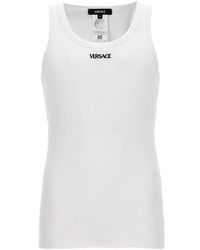 Versace - Logo Embroidery Tank Top - Lyst