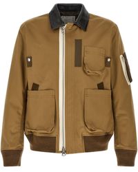 Sacai - Leather Collar Blouson - Lyst