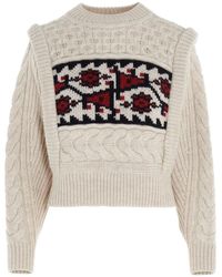 Étoile Isabel Marant Owl On Cotton Jacquard Knit Sweater in Natural - Lyst