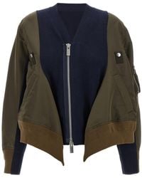 Sacai - Nylon Insert Cardigan - Lyst