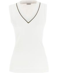 Brunello Cucinelli - Top "Shiny Piping" - Lyst