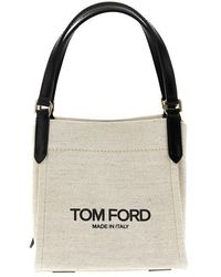 Tom Ford - Logo Canvas Handbag Borse A Mano Bianco/Nero - Lyst