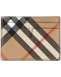 Burberry - Cardholder With Diagonal Check Pattern - Lyst