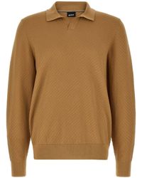 BOSS - Diagonal Knit Polo Sweater - Lyst