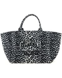 Ganni - 'leopard Sequin Xxl Tote' Shopping Bag - Lyst