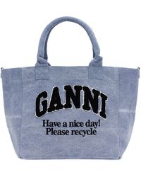 Ganni - Schopper-Tasche "Washed Blue Small" - Lyst