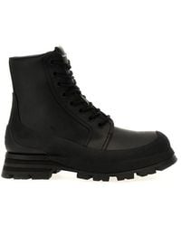 McQueen - Stivaletti in pelle nera con lacci - Lyst