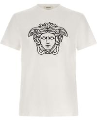 Versace - Cotton T-Shirt With Medusa Embroidery - Lyst