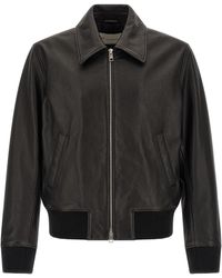 Ami Paris - 'ami De Coeur' Leather Bomber Jacket - Lyst