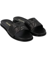 Prada Sporty Quilted Nappa Leather Sandals in Black - Lyst