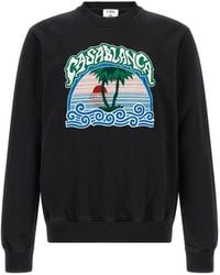 CASABLANCA - 'palm Tree Emblem' Embroidered Sweatshirt - Lyst