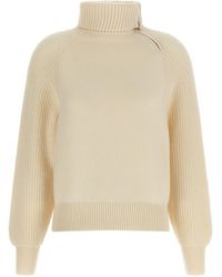 Agnona - High Neck Sweater With Zip - Lyst