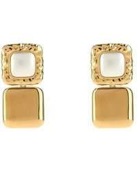 Self-Portrait - 'mottled Gold Pearl Tiered' Earrings - Lyst