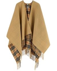 Burberry - Check Wool Reversible Cape - Lyst