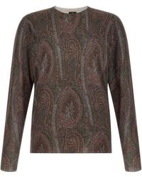 Etro - Crew-Neck Sweater With Paisley Pattern - Lyst