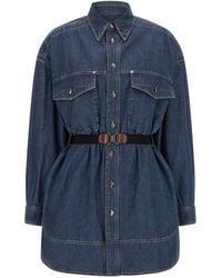 Versace - Chambray Cotton Shirt Dress With Medusa Hardware - Lyst