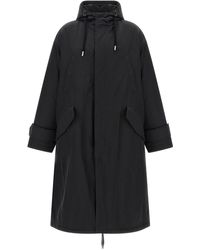 Ami Paris - Padded Long Parka With Adjustable Hood And Drawstring Details - Lyst