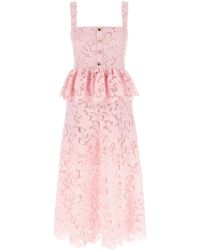 Self-Portrait - Kleid "Pink Lace Peplum Midi" - Lyst