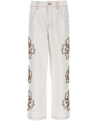 Bluemarble - 'embroidered Hibiscus' Jeans - Lyst