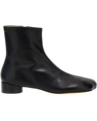 MM6 by Maison Martin Margiela - Logo-bestickte Lederstiefeletten - Lyst