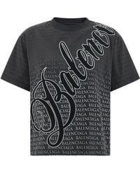 Balenciaga - T-Shirt With Embroidered Cursive Logo - Lyst
