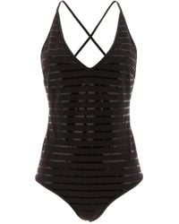 Brunello Cucinelli - 'Dazzling Stripes' One-Piece Swimsuit - Lyst
