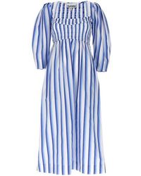 Ganni - Stripe Smock Stitch Dress - Lyst