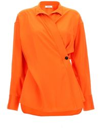 Ferragamo - Asymmetric Mandarin Wrap Top - Lyst