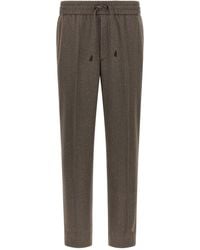 Brioni - Melange Wool Trousers With Drawstring - Lyst