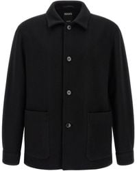 ZEGNA - Wool And Cashmere Jersey Overshirt - Lyst
