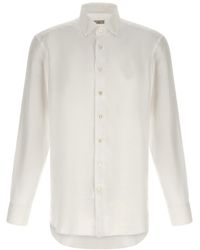 Etro - Linen Shirt With Tonal Pegaso Embroidery - Lyst