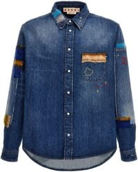 Marni - Denim Shirt, Embroidery And Patches - Lyst