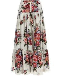 Dolce & Gabbana - Maxi Skirt With Tiered Construction - Lyst