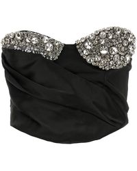 Area - Top "Embroideres Crystal Cup Draped Bustier" - Lyst