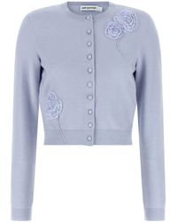 Self-Portrait - 'blue Flower Knit' Cardigan - Lyst