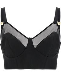 Elisabetta Franchi - Cool Wool And Tulle Top - Lyst