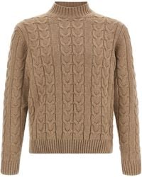 Zanone - Cable-Knit Mock Neck Sweater - Lyst