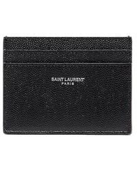Saint Laurent - Porta carte di credito paris in pelle goffrata grain de poudre - Lyst