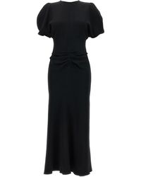 Victoria Beckham - Victoria Beckham Gathered Waist Midi Dress - Lyst