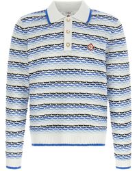 CASABLANCA - 'tuck Stitch Long Sleeve' Polo Shirt - Lyst