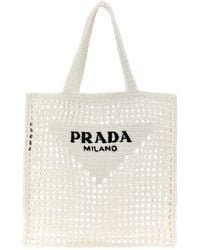 Prada - Logo Woven Fabric Shopping Bag - Lyst