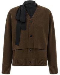 Sacai - Wool Knit Cardigan With Layered Construction - Lyst